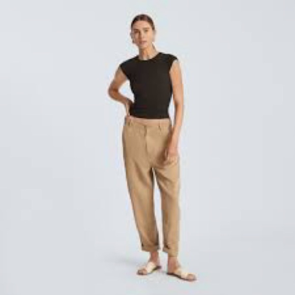 Everlane The Chino in Buttersoft, color is Dark Khaki, size 2